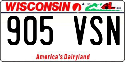 WI license plate 905VSN