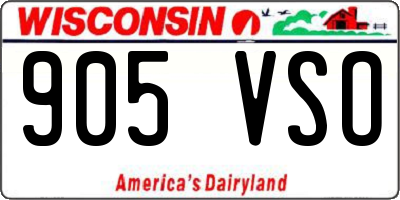 WI license plate 905VSO