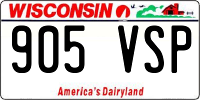 WI license plate 905VSP