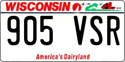 WI license plate 905VSR