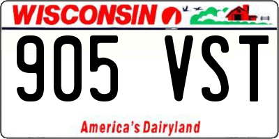 WI license plate 905VST