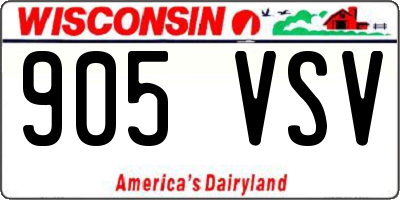 WI license plate 905VSV