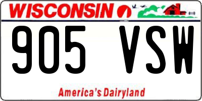 WI license plate 905VSW
