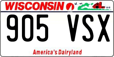 WI license plate 905VSX