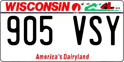 WI license plate 905VSY