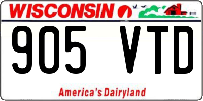 WI license plate 905VTD