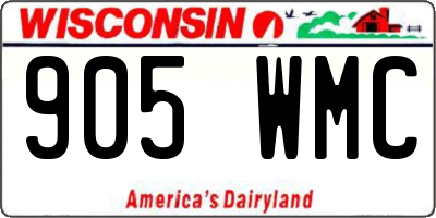 WI license plate 905WMC