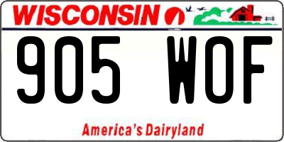 WI license plate 905WOF