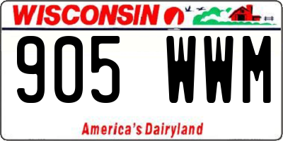 WI license plate 905WWM
