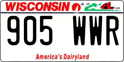 WI license plate 905WWR