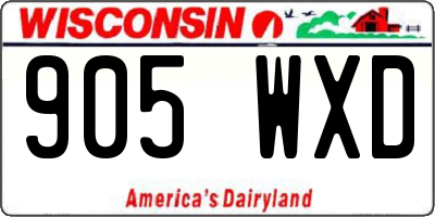 WI license plate 905WXD