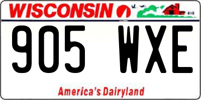 WI license plate 905WXE