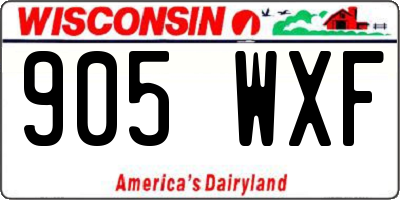 WI license plate 905WXF