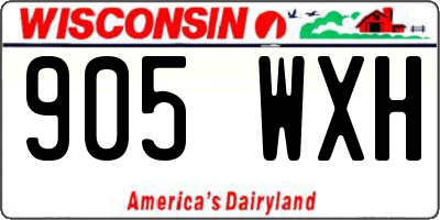 WI license plate 905WXH
