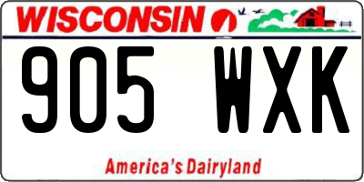 WI license plate 905WXK