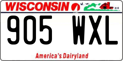 WI license plate 905WXL