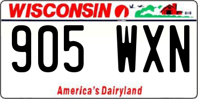 WI license plate 905WXN