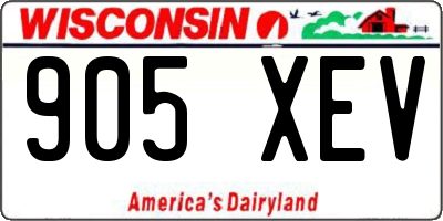 WI license plate 905XEV
