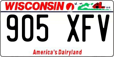 WI license plate 905XFV