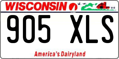 WI license plate 905XLS