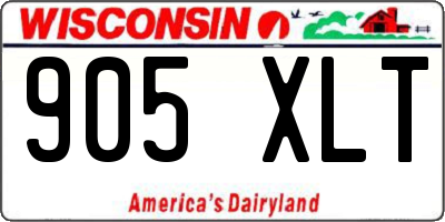 WI license plate 905XLT
