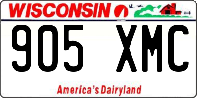 WI license plate 905XMC
