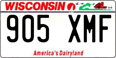 WI license plate 905XMF