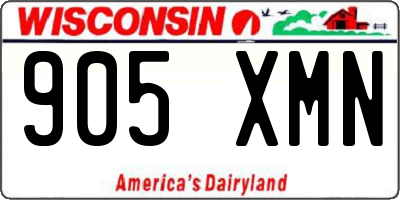 WI license plate 905XMN