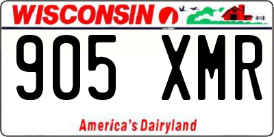 WI license plate 905XMR