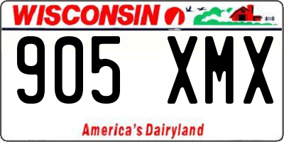 WI license plate 905XMX