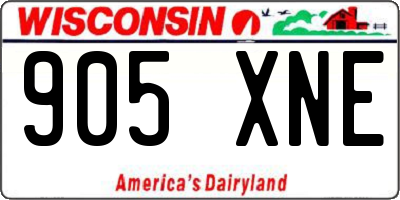 WI license plate 905XNE