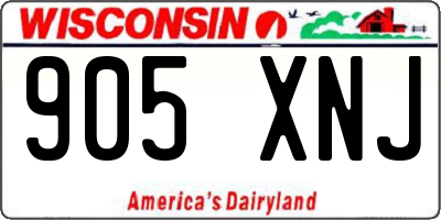 WI license plate 905XNJ