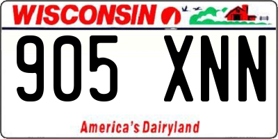 WI license plate 905XNN