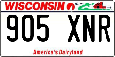 WI license plate 905XNR
