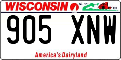 WI license plate 905XNW