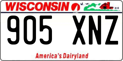 WI license plate 905XNZ