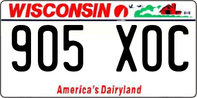 WI license plate 905XOC