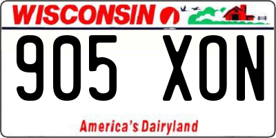 WI license plate 905XON
