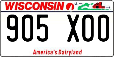 WI license plate 905XOO