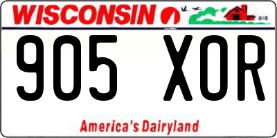 WI license plate 905XOR