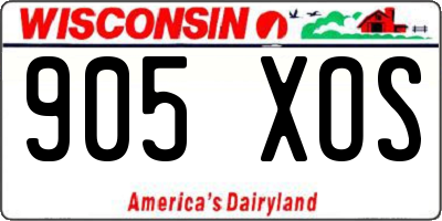 WI license plate 905XOS