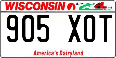 WI license plate 905XOT