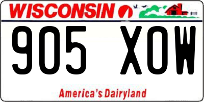 WI license plate 905XOW