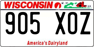WI license plate 905XOZ