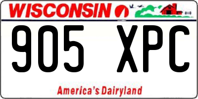 WI license plate 905XPC