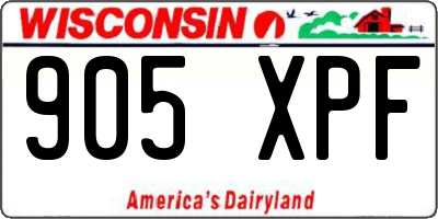 WI license plate 905XPF