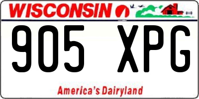 WI license plate 905XPG