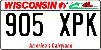 WI license plate 905XPK