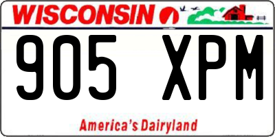 WI license plate 905XPM