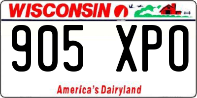 WI license plate 905XPO